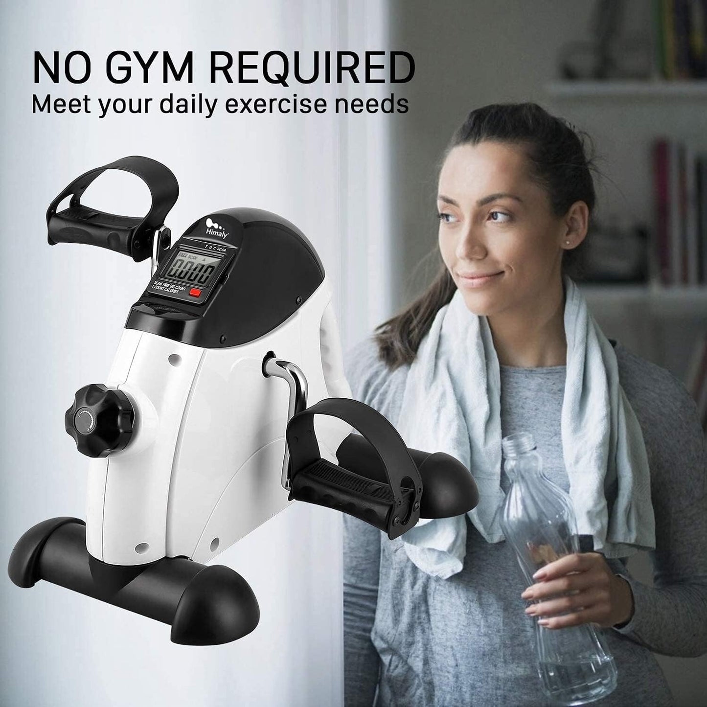 Mini Exercise Bike Portable under Desk LCD Display Adjustable Resistance Fitness