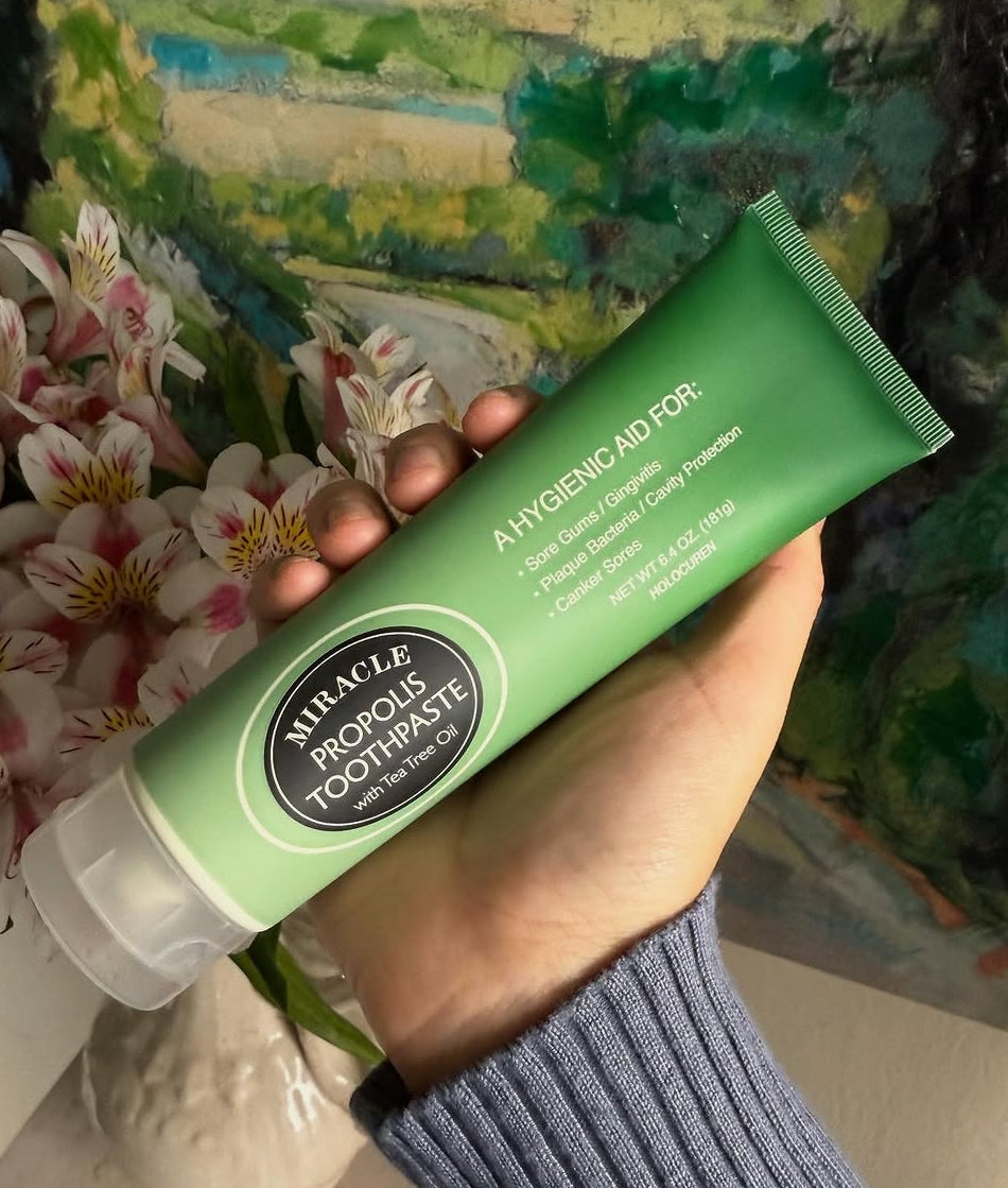 Holocuren Miracle Propolis Toothpaste 2-Pack, Tea Tree Oil, Fluoride-Free, 12.8 oz (2 x 6.4 oz)
