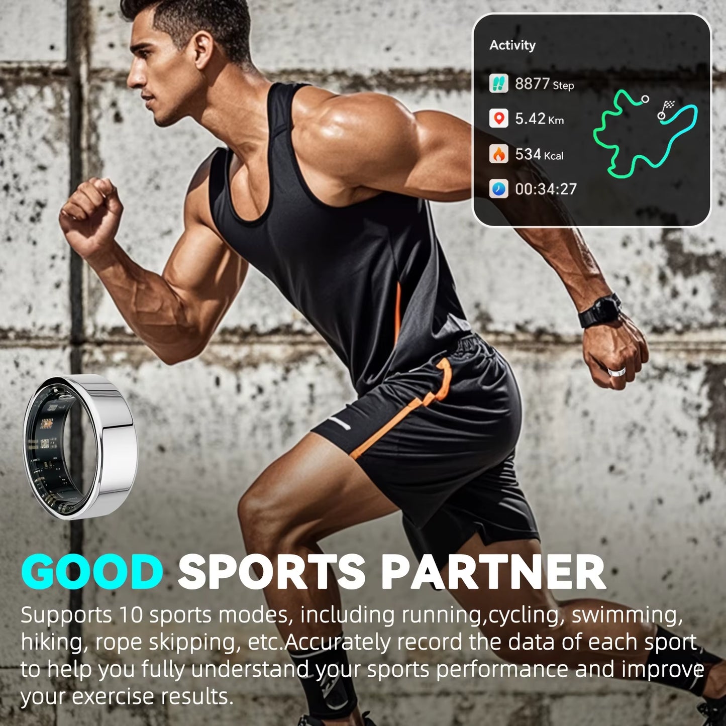 2025 New for Smart Ring Men Women, Heart Rate and Blood Oxygen Monitor Smartring IP68 & 3ATM Waterproof, Multi-Sport Mode