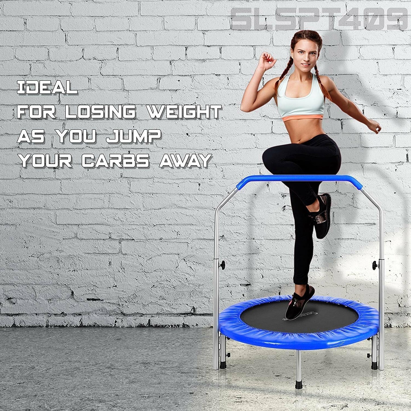 Serenelife Portable & Foldable Trampoline - 40" In-Home Mini Rebounder With...