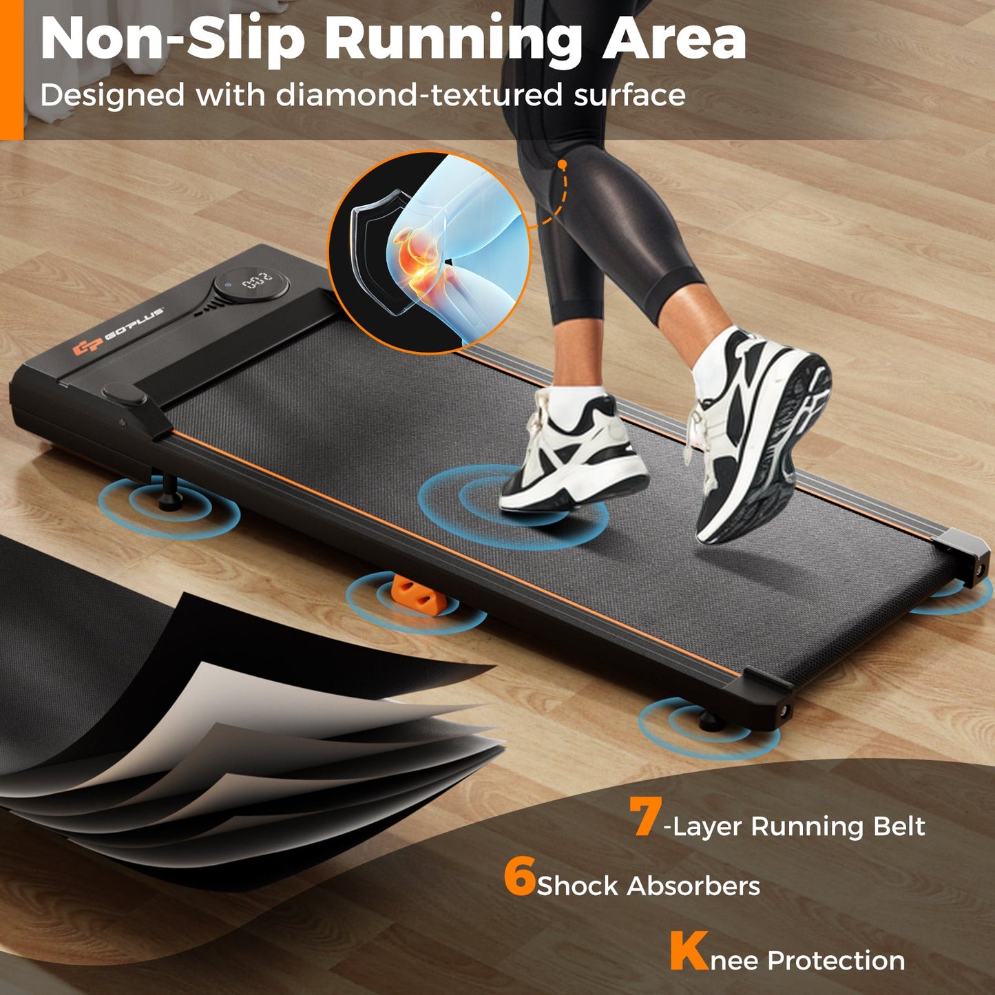 2.5HP Under Desk Treadmill with Remote Control for Home Office-Black