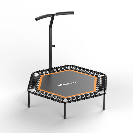 450Lbs Mini Trampoline, 50" Fitness Trampoline with Silent Bungees, Stable & Quiet Exercise Rebounder for Kids/Adults
