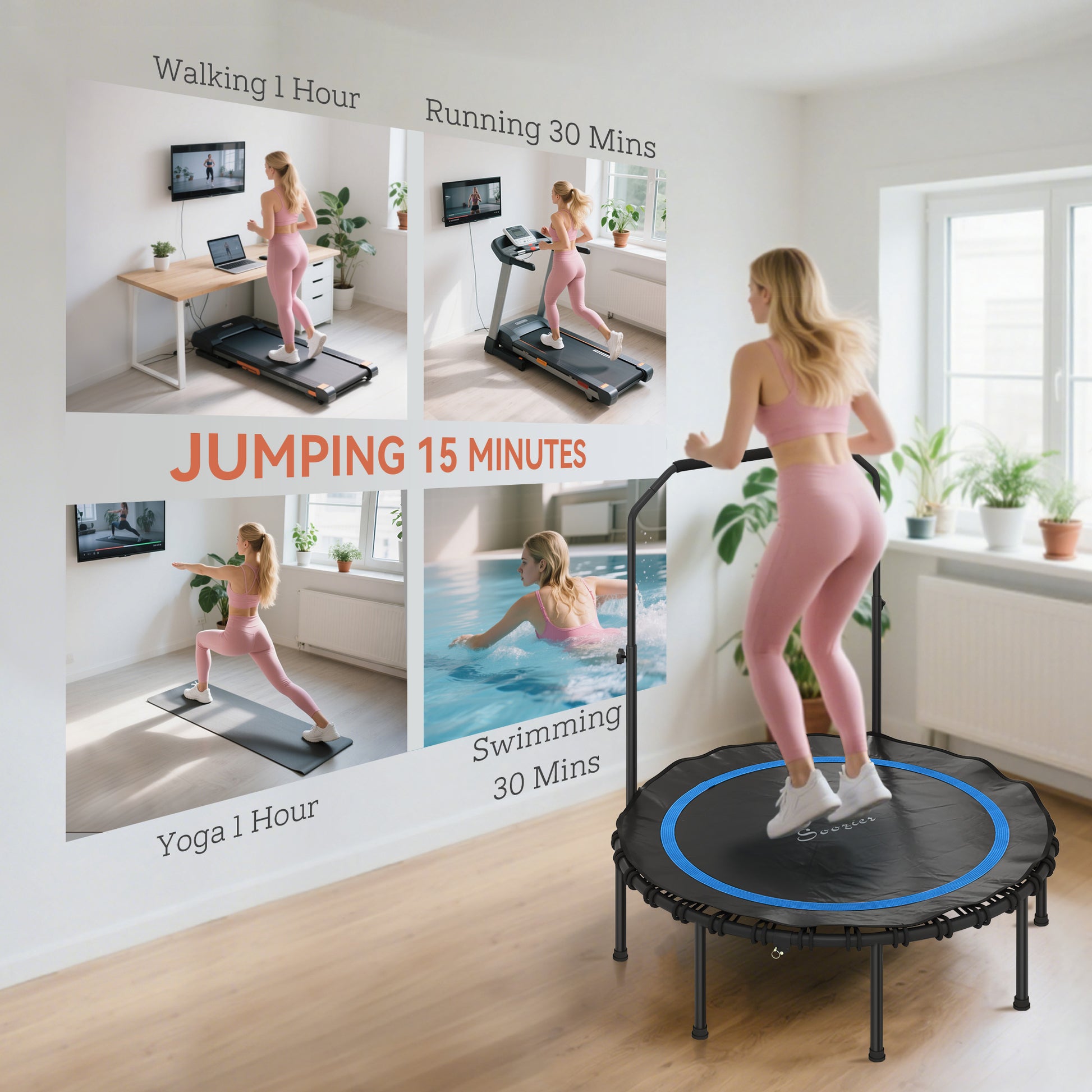 Soozier Rebounder Trampoline for Adults, Foldable Trampoline