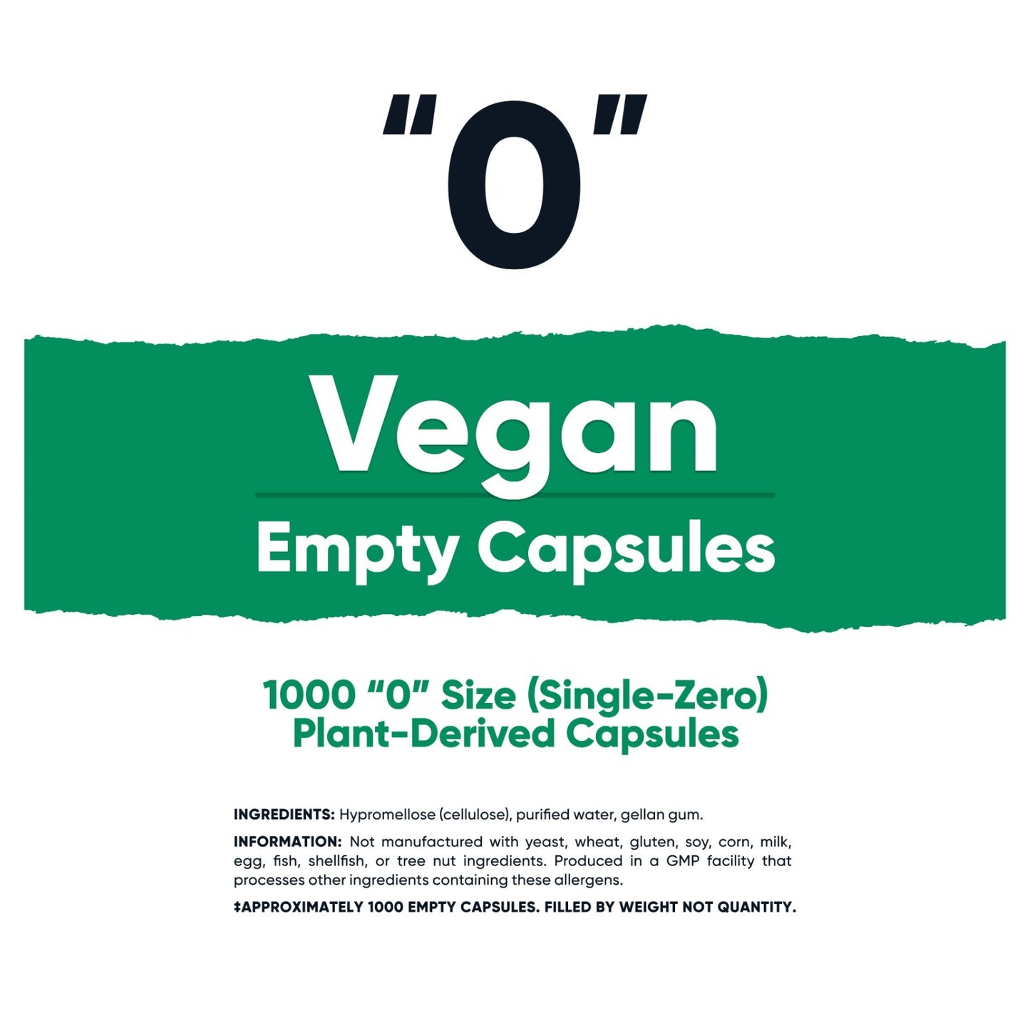 Nutricost Empty Capsules Size 0 Vegan - 1,000 Clear Empty Plant-Based Capsules