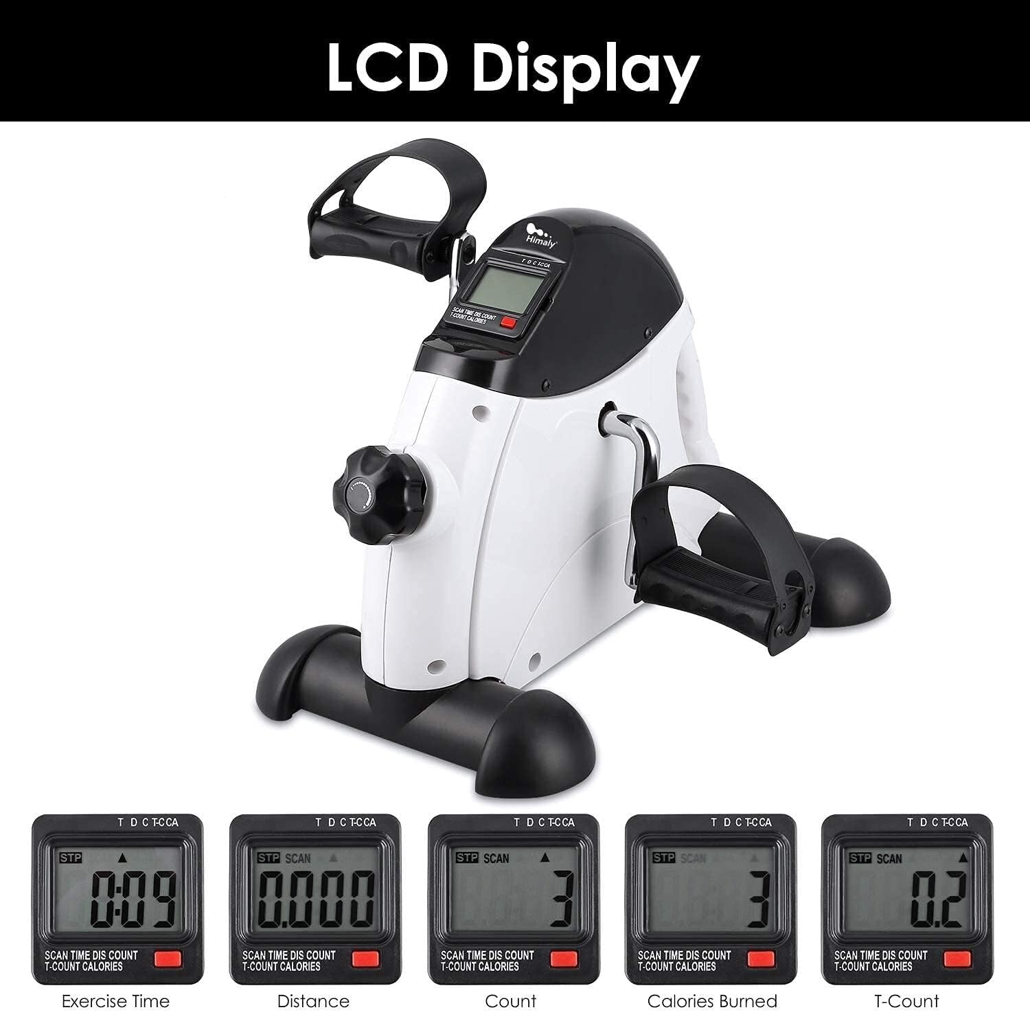 Mini Exercise Bike Portable under Desk LCD Display Adjustable Resistance Fitness