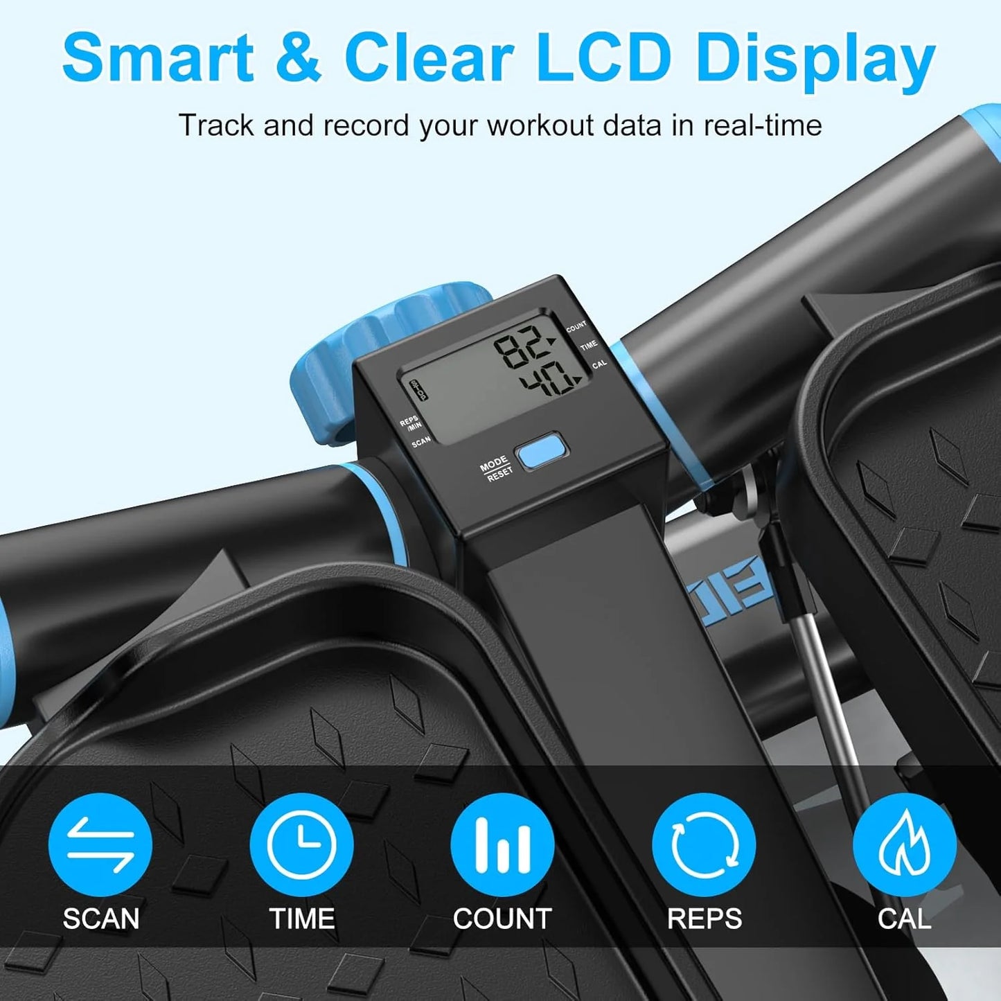 Steppers for Exercise at Home, Twist Stepper with 350LBS Loading Capacity, Mini Stepper with Resistance Bands, Hydraulic Fitness Stair Stepper for Home with LCD Monitor