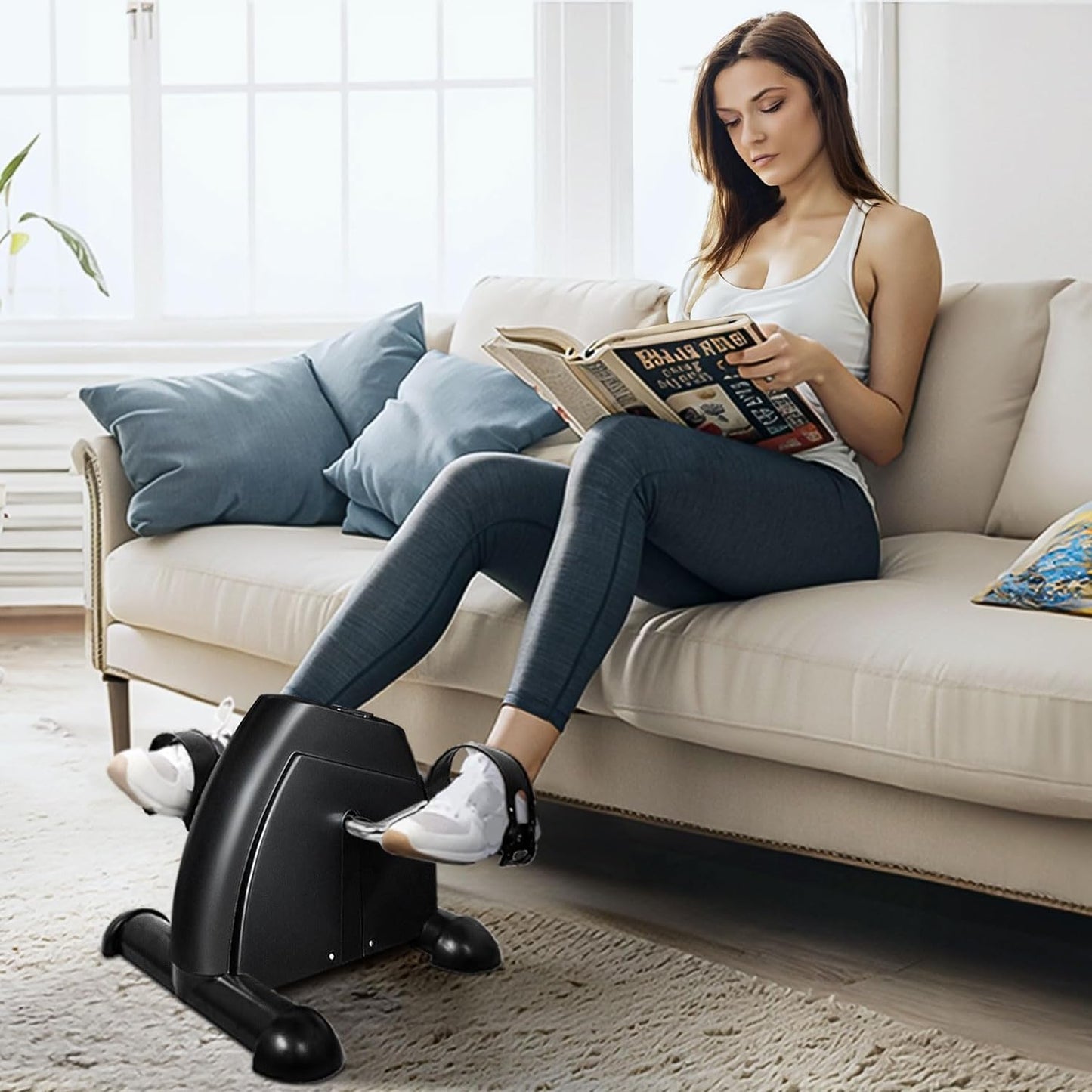 Portable Mini Exercise Bike for under Desk - LCD Pedal Exerciser for Arms & Legs