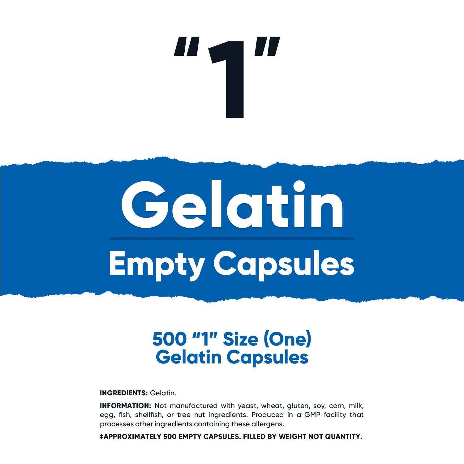 Nutricost Empty Capsules Gelatin Size 1-500 Clear Kosher Empty '1' Gel Capsules