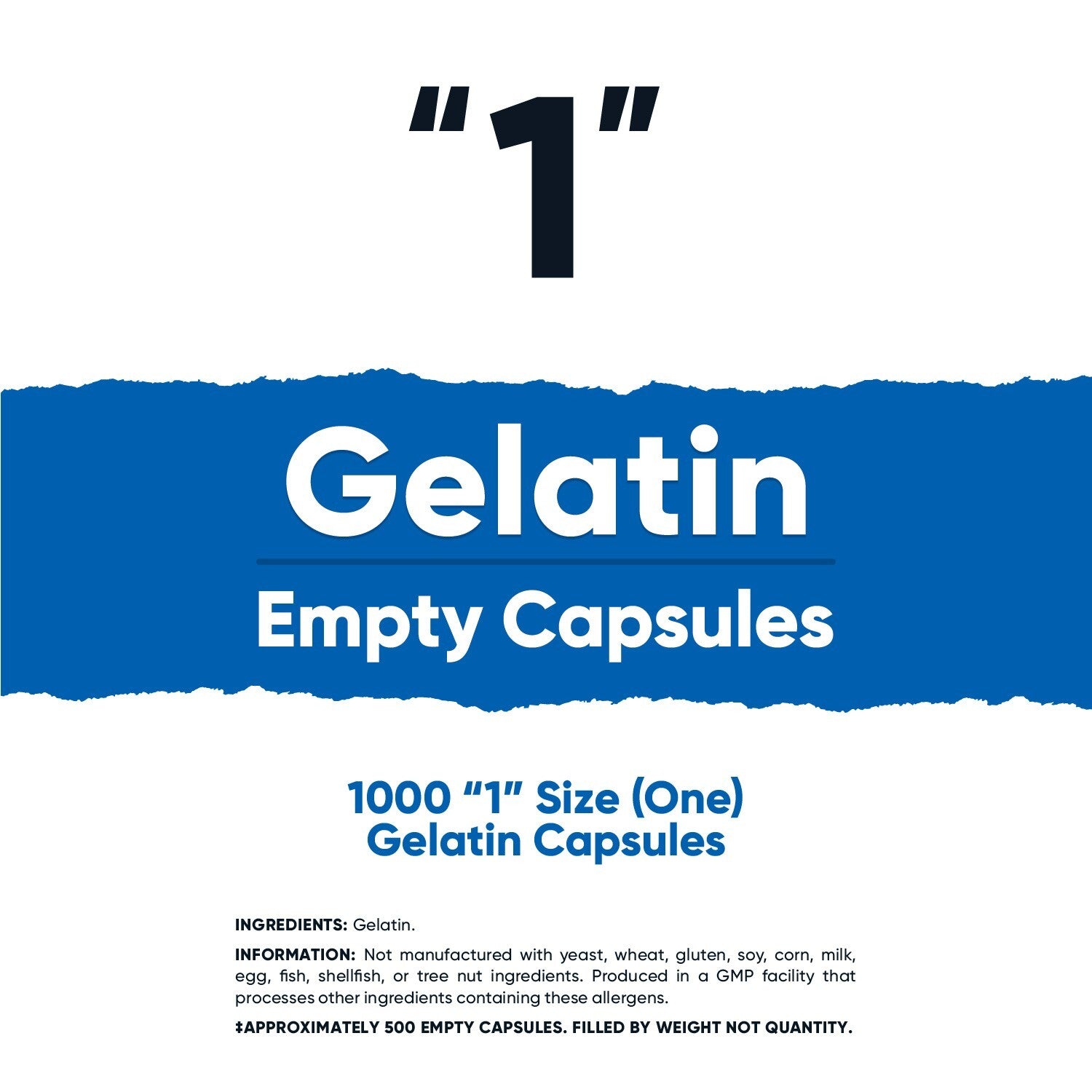 Nutricost Empty Capsules Gelatin Size 1 - Clear Empty '1' Gel Capsules (1000 Ct)