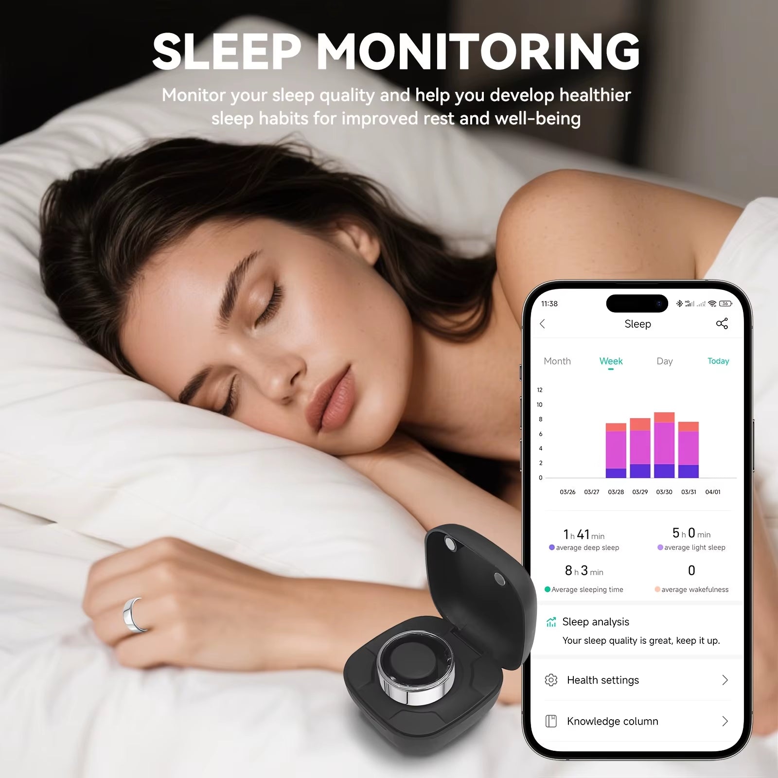 2025 New for Smart Ring Men Women, Heart Rate and Blood Oxygen Monitor Smartring IP68 & 3ATM Waterproof, Multi-Sport Mode
