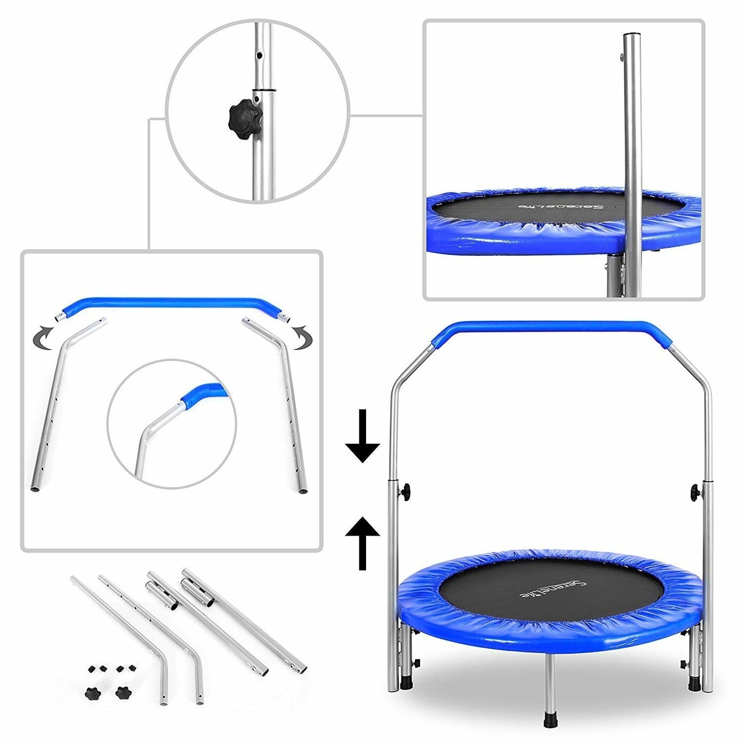 Serenelife Portable & Foldable Trampoline - 40" In-Home Mini Rebounder With...