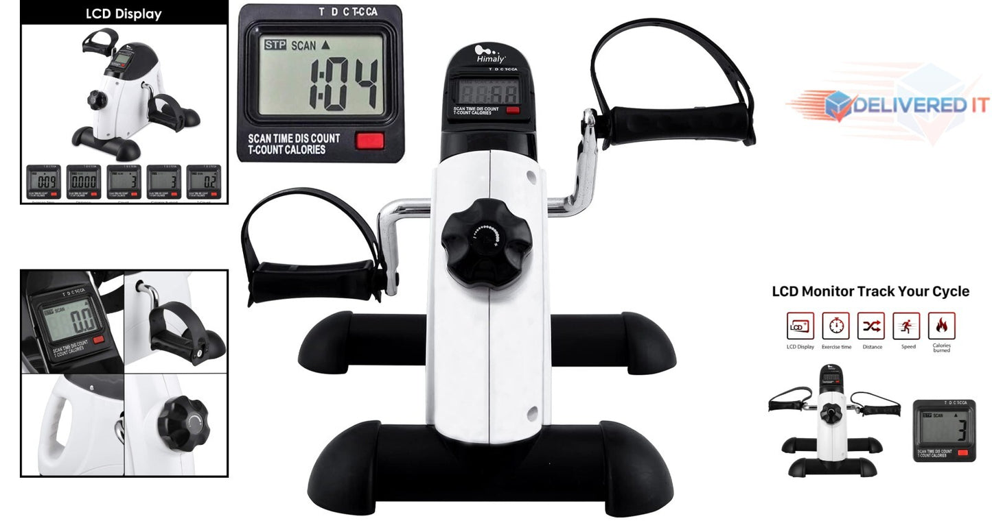 Mini Exercise Bike Portable under Desk LCD Display Adjustable Resistance Fitness