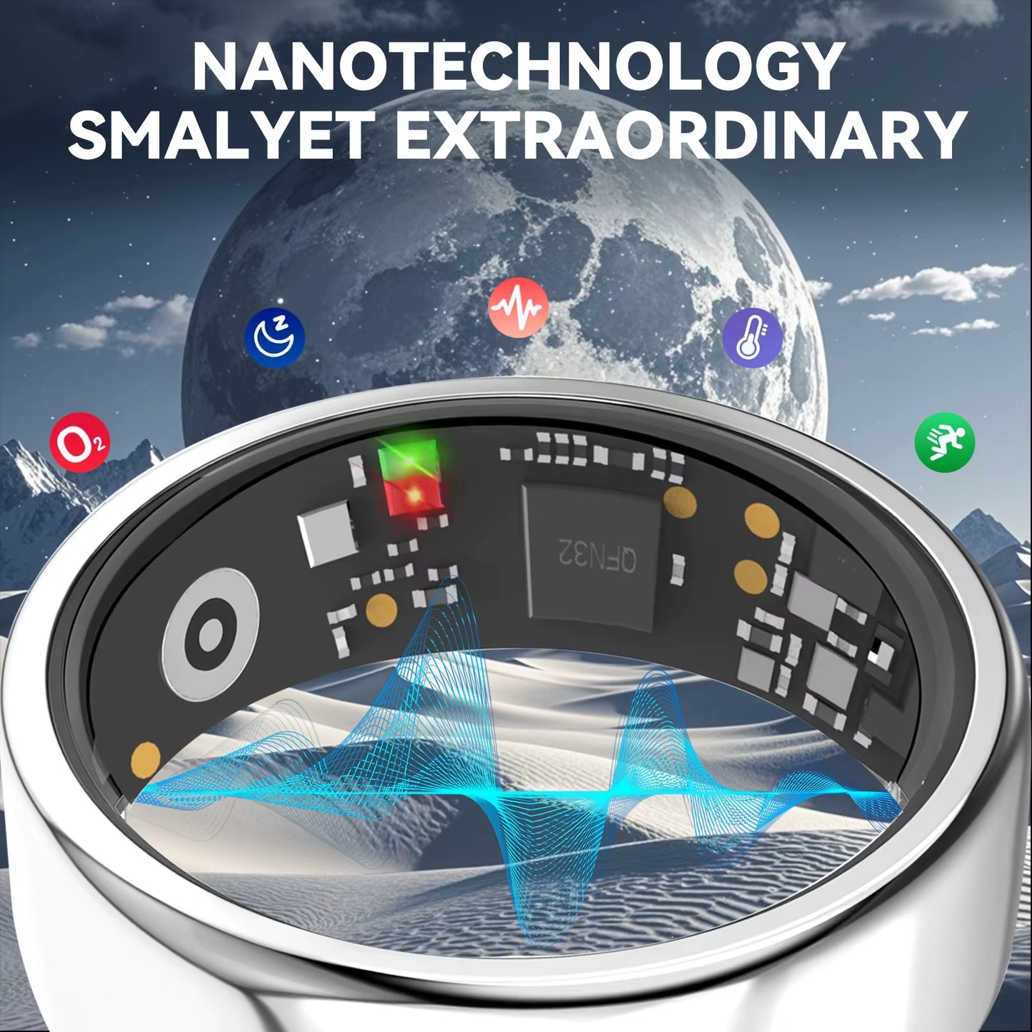2025 New for Smart Ring Men Women, Heart Rate and Blood Oxygen Monitor Smartring IP68 & 3ATM Waterproof, Multi-Sport Mode