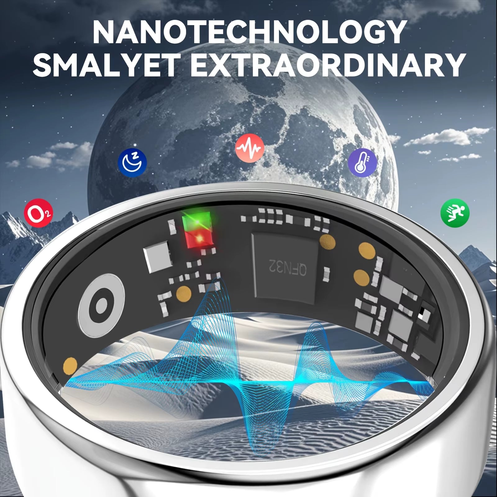 2025 New for Smart Ring Men Women, Heart Rate and Blood Oxygen Monitor Smartring IP68 & 3ATM Waterproof, Multi-Sport Mode