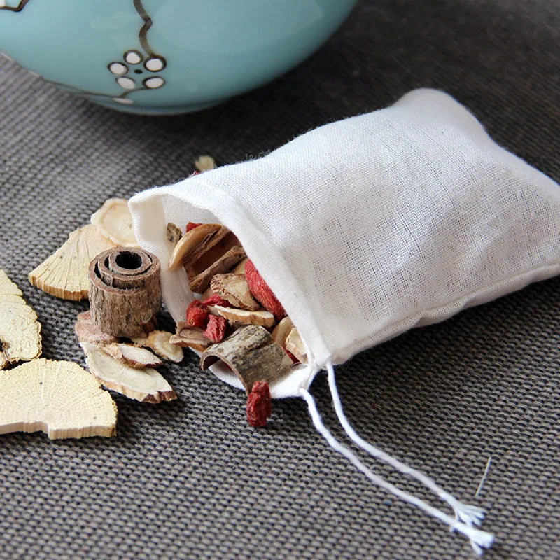 50 Pcs 6X8/8X10/10X15Cm Tea Empty Cotton Muslin Bags with Drawstring Multipurpose Mini Sachet Storage Pouches Jewelry Package