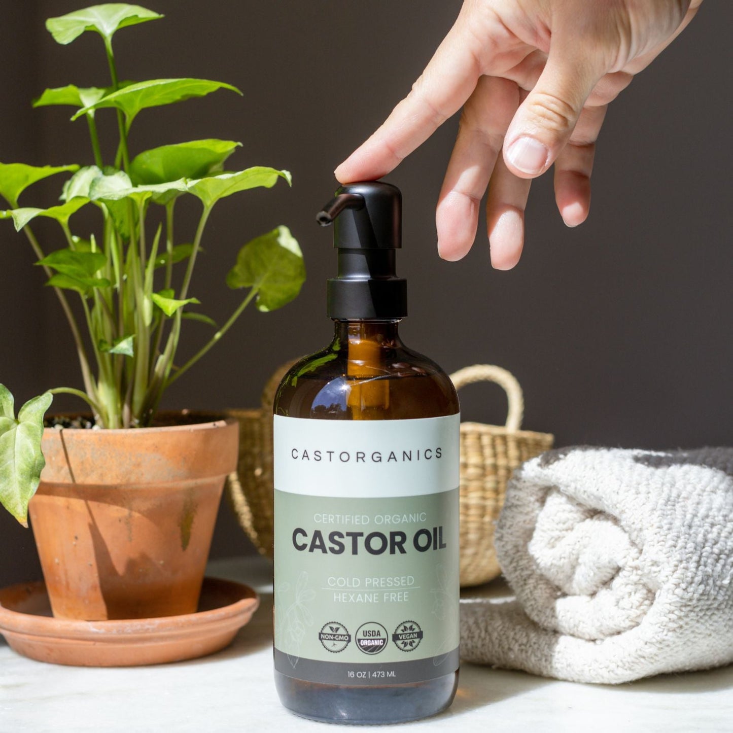 USDA Organic Castor Oil with Metal Pump