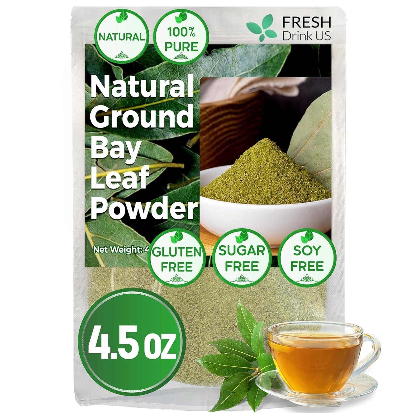 Premium Dried Bay Leaves, Tea Bags, Powder, Bay Leaves Spice, Whole Nice Leaves, Wildcrafted, Fresh Harvested, Bay Leaves For Cooking, Sugar-Free, Gluten Free, Caffeine Free, Vegan