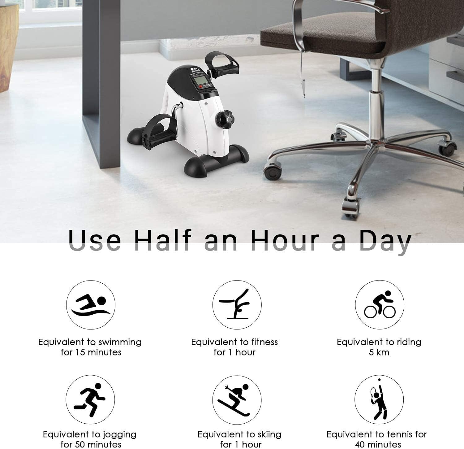 Mini Exercise Bike Portable under Desk LCD Display Adjustable Resistance Fitness