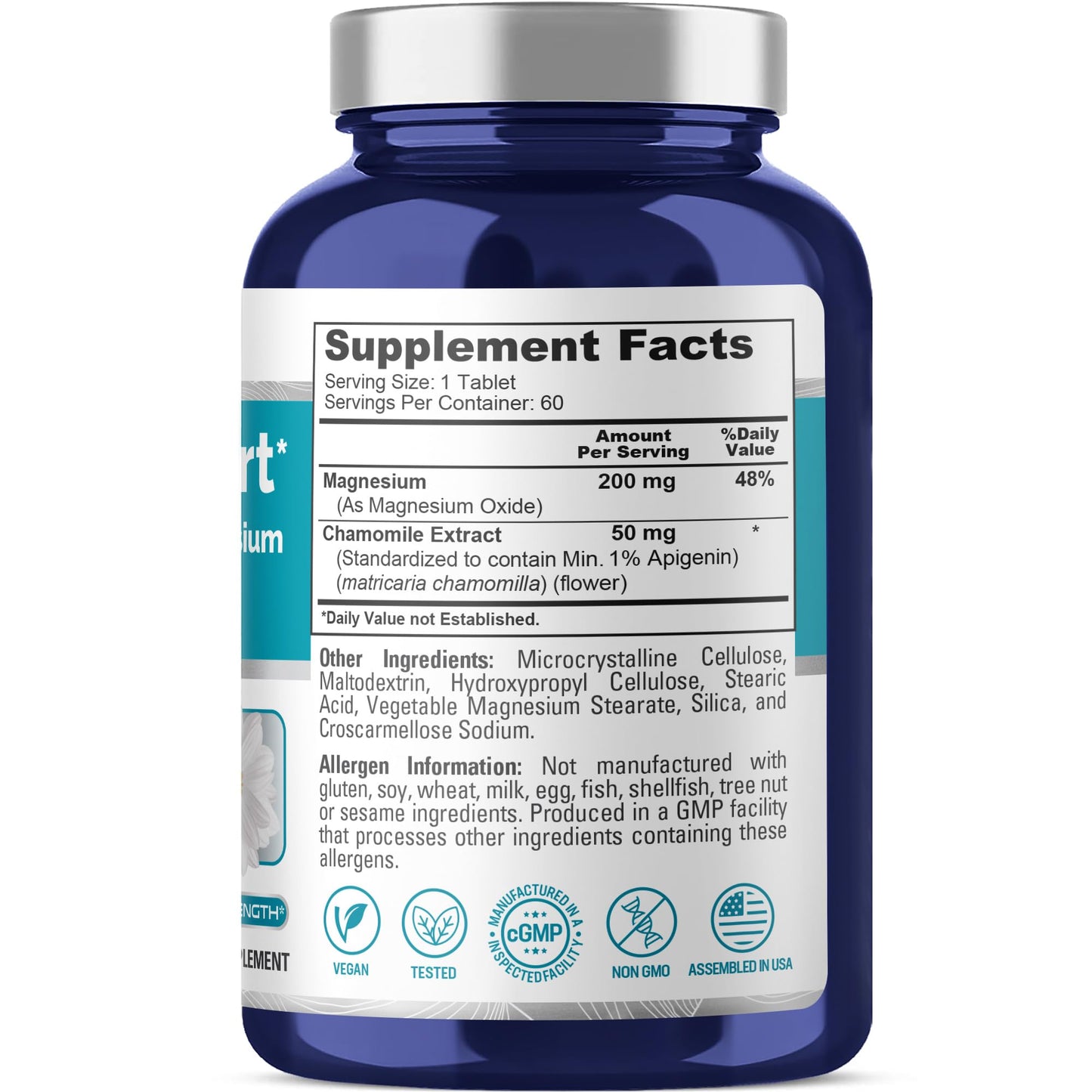 NusaPure Sleep Support with Chamomile & Magnesium 250 mg 60 Per Tablet Vegetarian/Vegan, Non-GMO