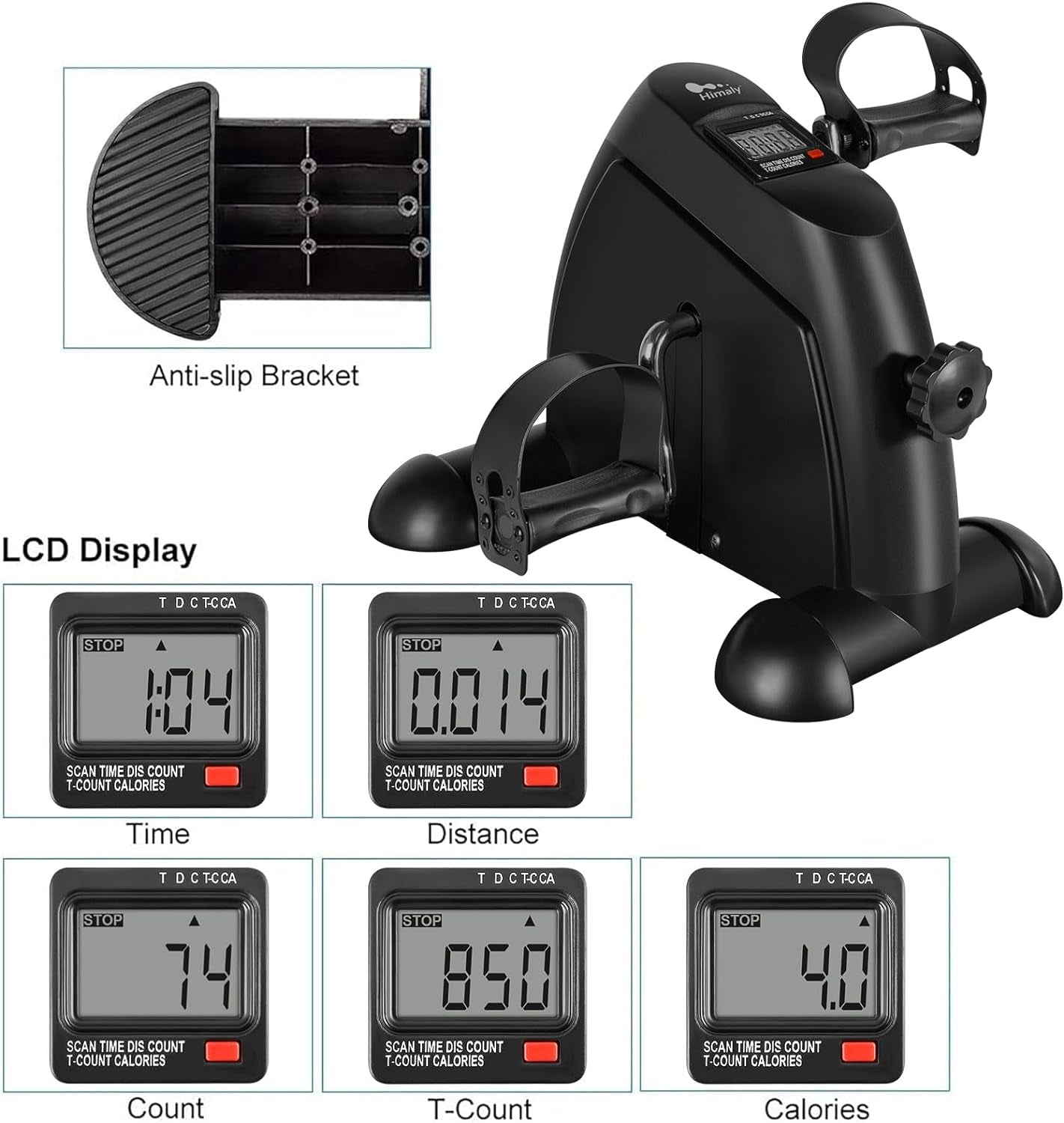 Portable Mini Exercise Bike for under Desk - LCD Pedal Exerciser for Arms & Legs