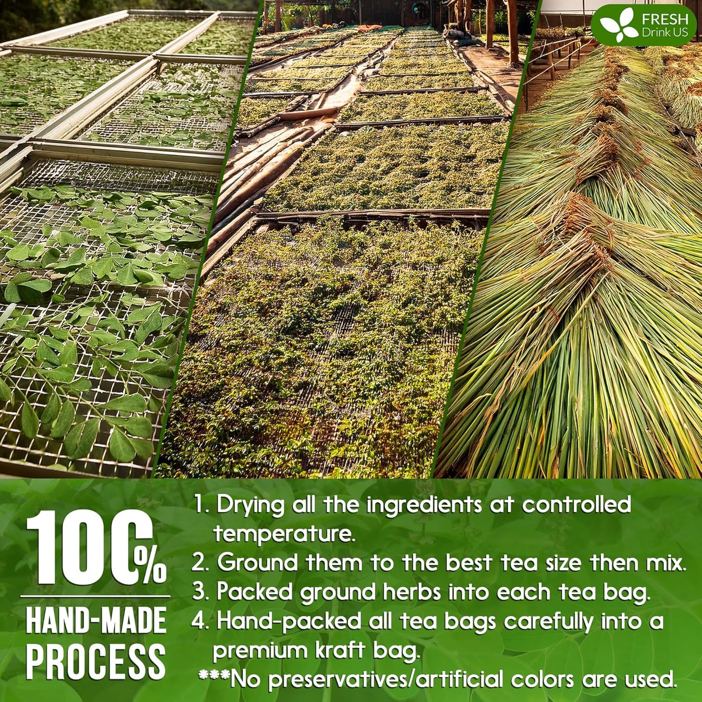 Premium Tulsi Moringa Lemongrass  Tea Bags, 100% Natural & Pure from Tulsi Holy Basil Leaves, Moringa & Lemongrass.