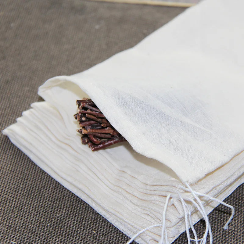 50 Pcs 6X8/8X10/10X15Cm Tea Empty Cotton Muslin Bags with Drawstring Multipurpose Mini Sachet Storage Pouches Jewelry Package