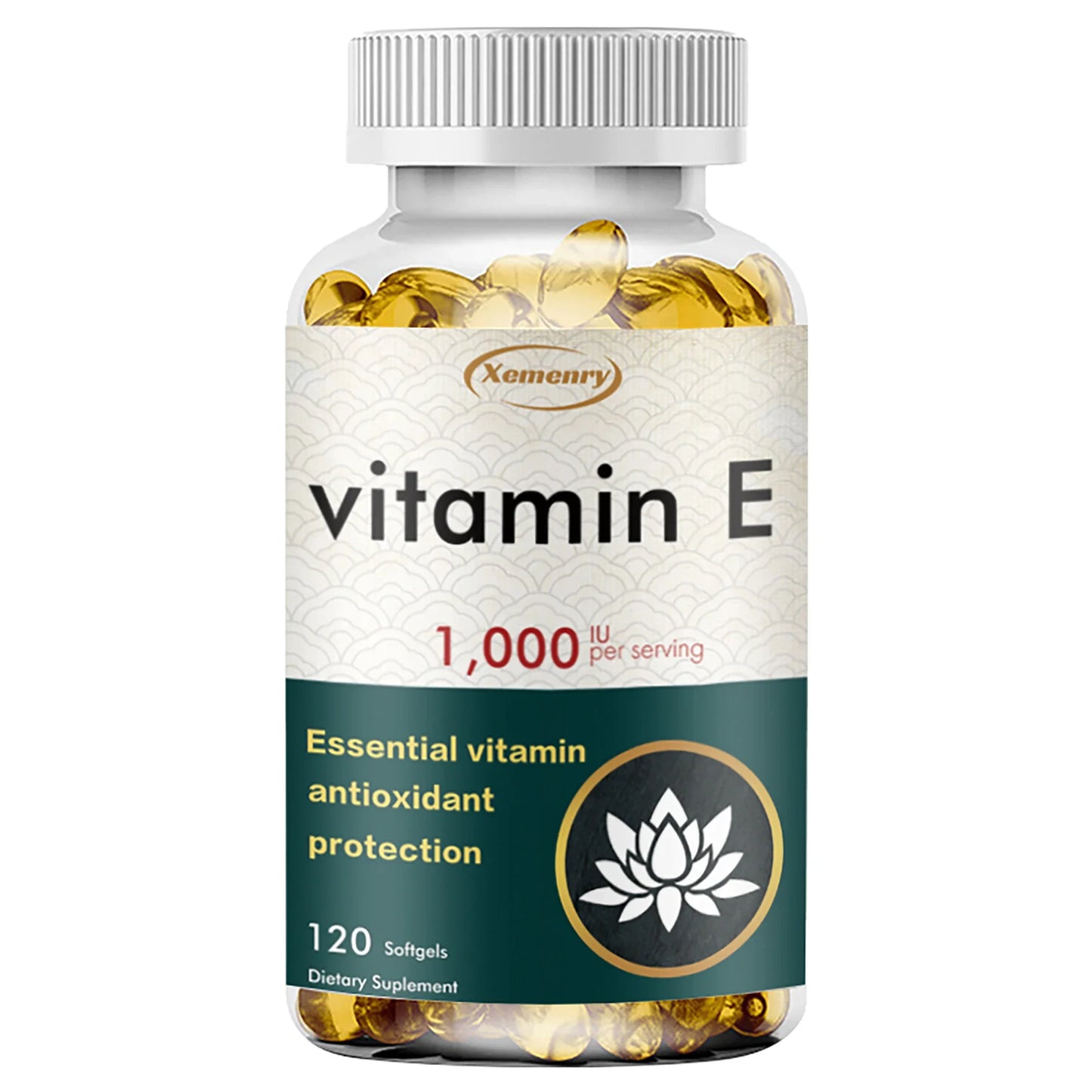 Vitamin E Supplement 1000IU - Antioxidant, Cellular Respiration, Skin Health - 120 Capsules