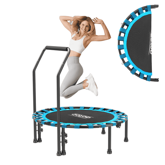 40” Fitness Trampoline for Adults, Foldable Mini Rebounder with Durable Bungees for Workouts Sports, 450Lbs