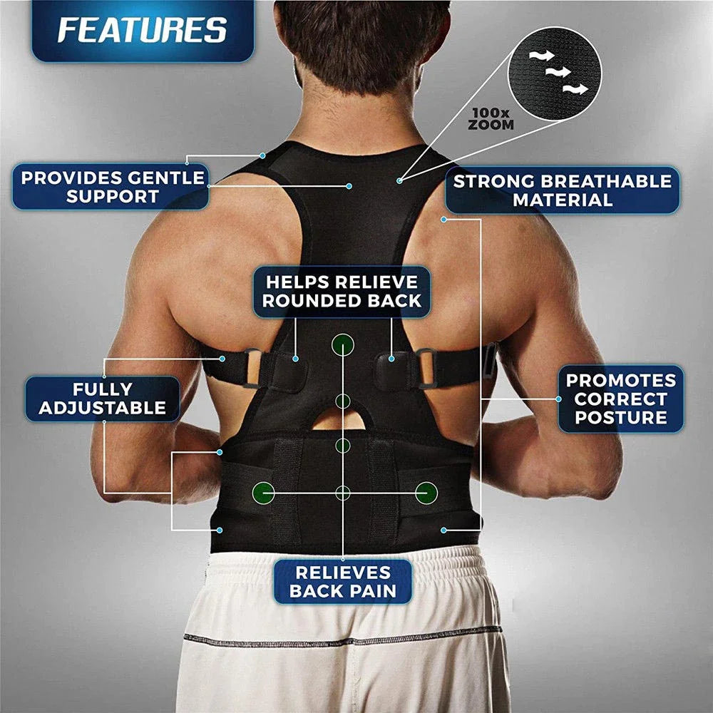 Posture Corrector Support Magnetic Back Shoulder Brace Belt Band For Men & Women