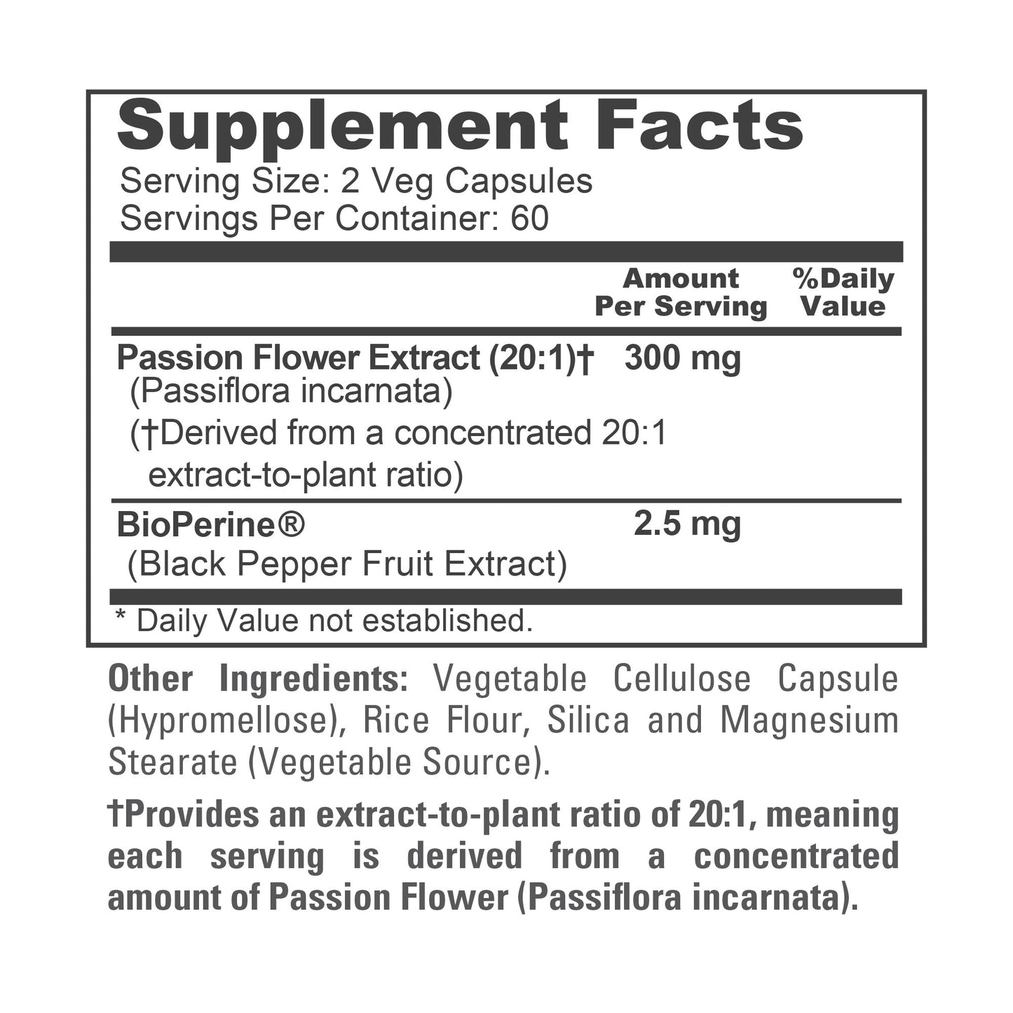 NusaPure Passion Flower 20:1 Extract, 300 mg, 120 Veggie Caps, Non-GMO, Bioperine, Extract Supplement