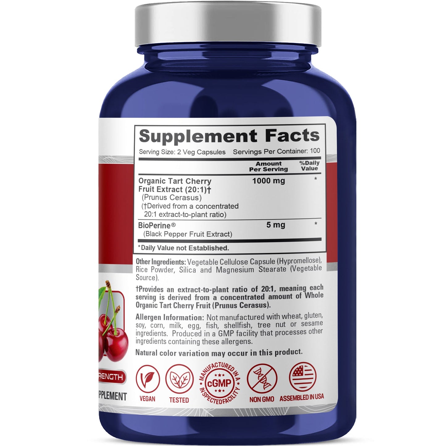 NusaPure Tart Cherry 1,100mg per Caps, 150 Count, Vegan, Non-GMO, Gluten Free