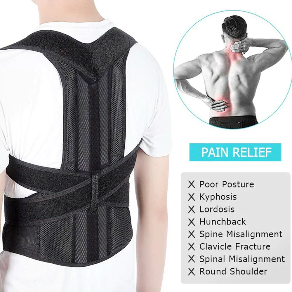 Adjustable Posture Corrector Low Back Support Shoulder Brace Belt For Men & Women