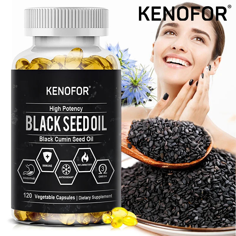 Black Cumin Seed Oil - Organic Black Cumin Seed Oil, with antioxidant and anti-inflammatory properties, digestive health