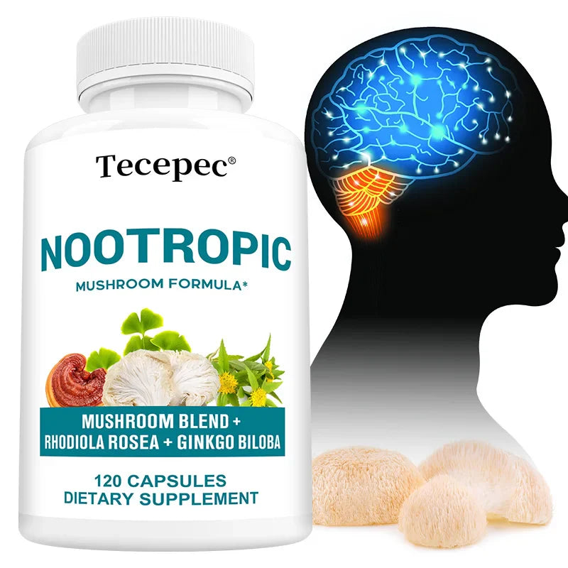 Lion's Mane Extract, Contains B Vitamins, Supports Brain Cognitive Skills, Improves Mood, Balances Blood Sugar, Antioxidants