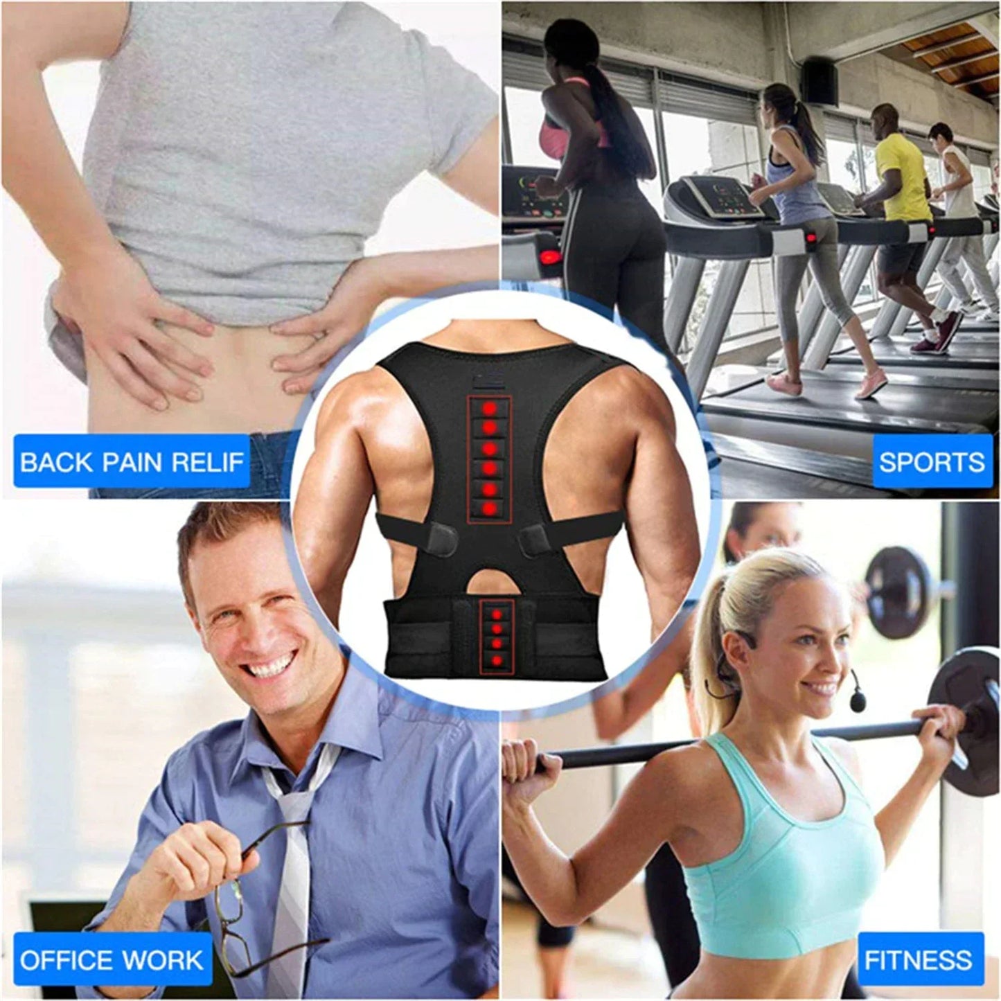 Posture Corrector Support Magnetic Back Shoulder Brace Belt Band For Men & Women