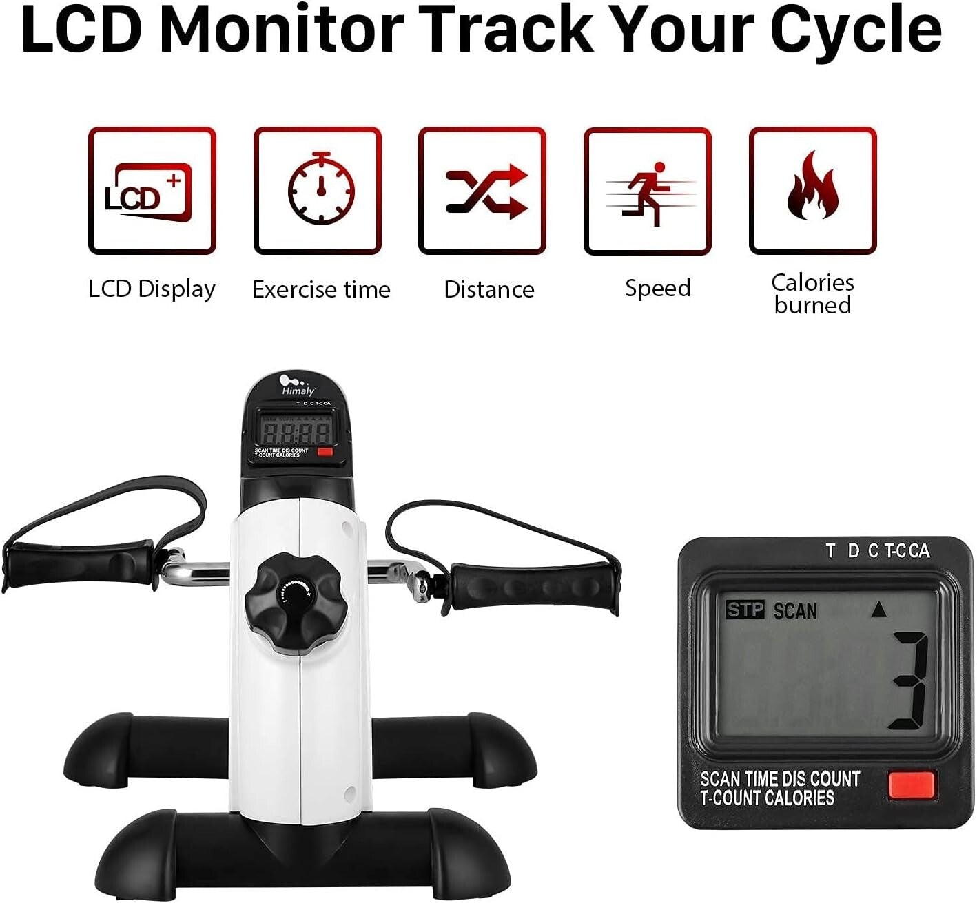 Mini Exercise Bike Portable under Desk LCD Display Adjustable Resistance Fitness