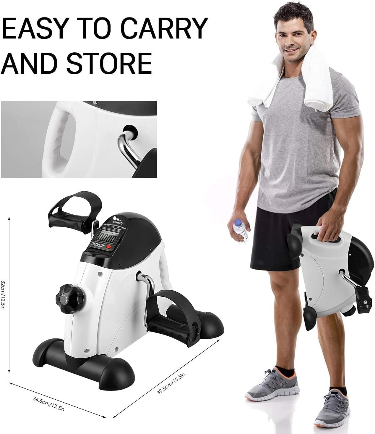 Mini Exercise Bike Portable under Desk LCD Display Adjustable Resistance Fitness