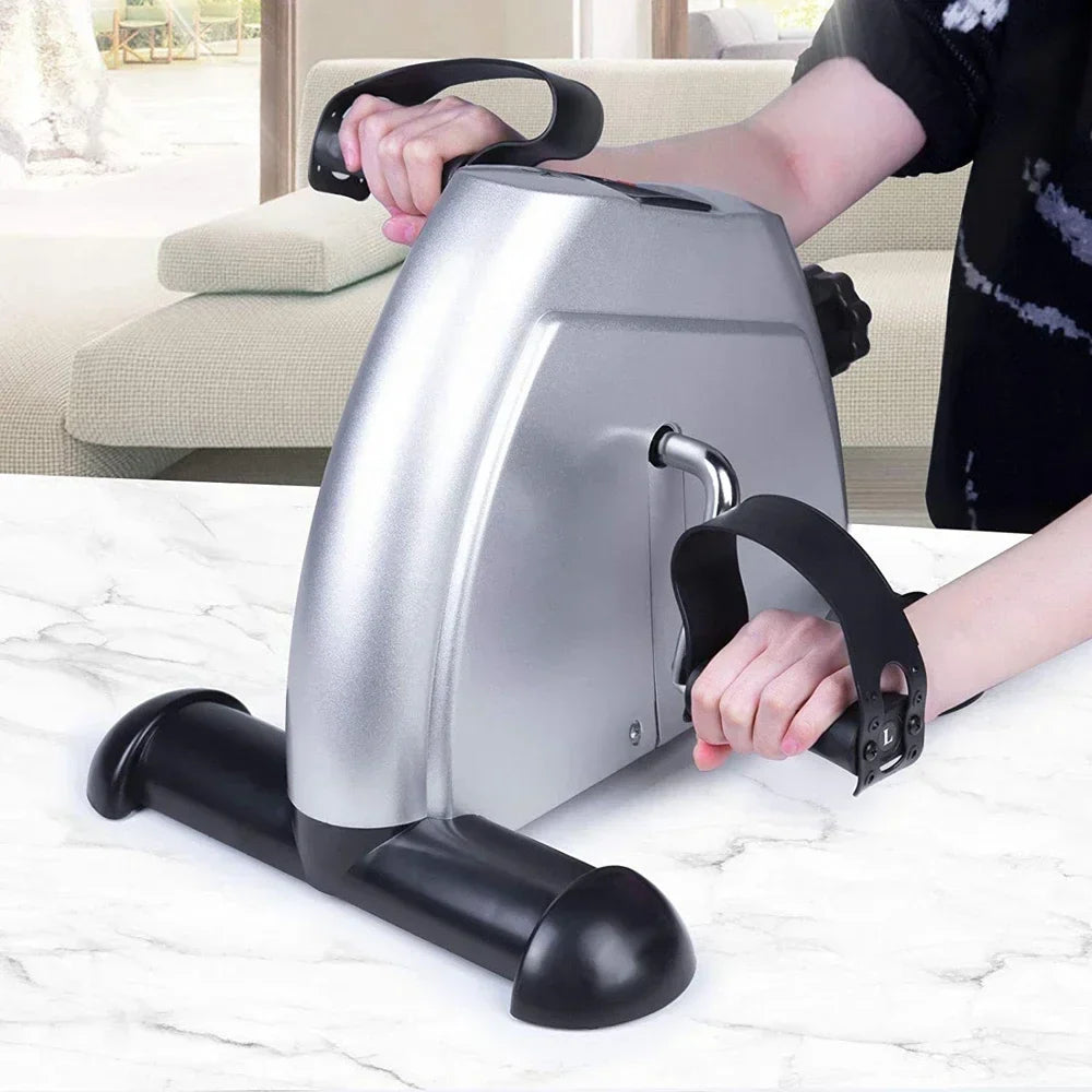 Mini Exercise Bike, Himaly under Desk Bike Pedal Exerciser Portable Foot Cycle Arm & Leg Peddler Machine with LCD Screen Displays