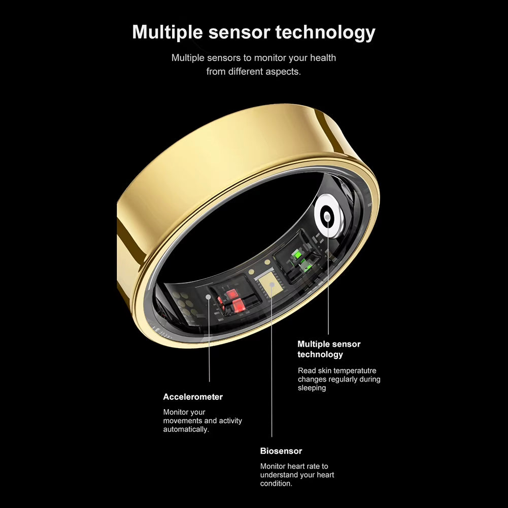 R09 Smart Ring Waterproof Fitness Tracker Heart Rate Blood Oxygen Sleep Monitoring with Charging Case for Xiaomi Samsung Phone