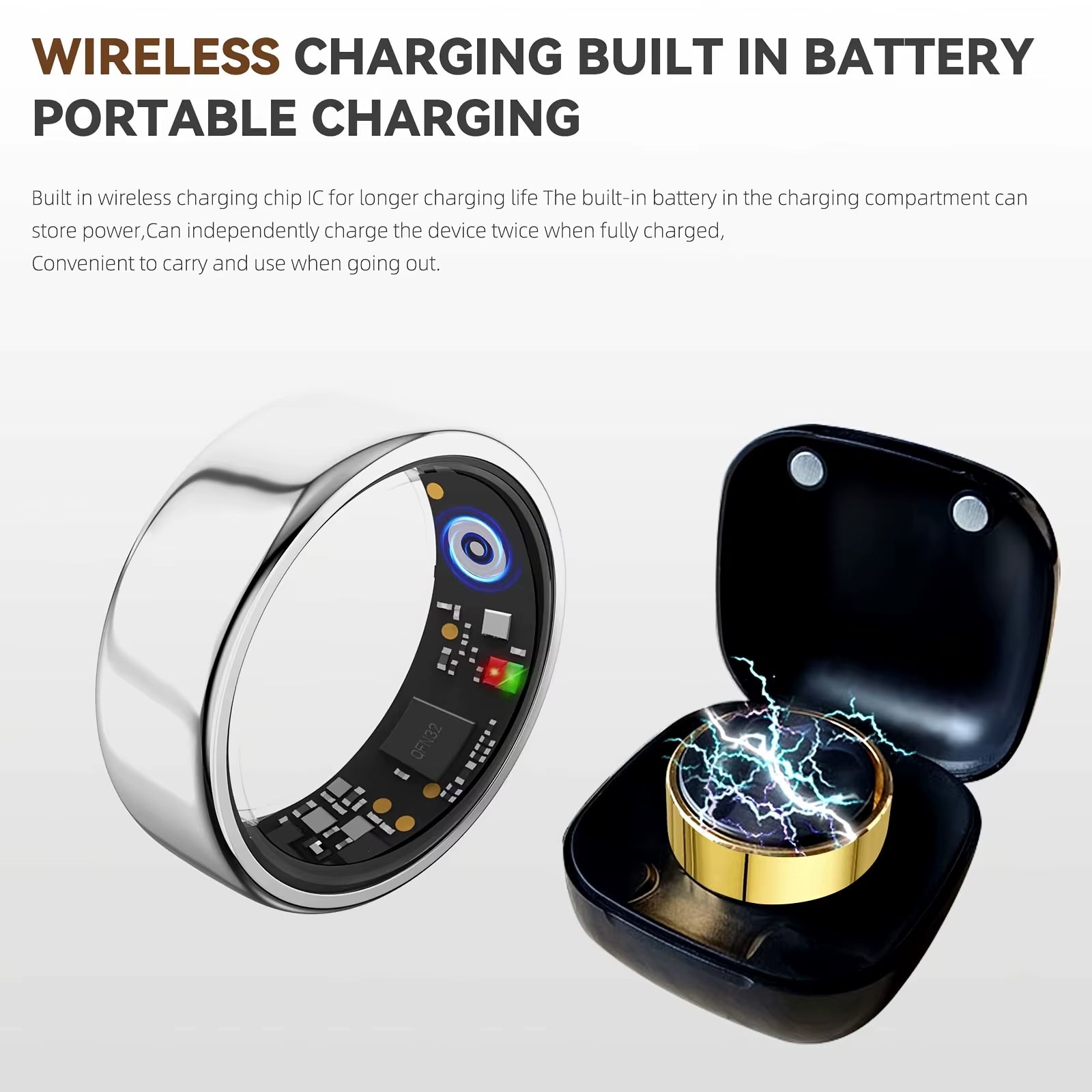 2025 New for Smart Ring Men Women, Heart Rate and Blood Oxygen Monitor Smartring IP68 & 3ATM Waterproof, Multi-Sport Mode