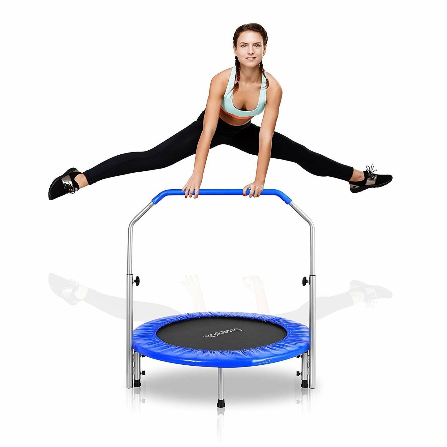 Serenelife Portable & Foldable Trampoline - 40" In-Home Mini Rebounder With...