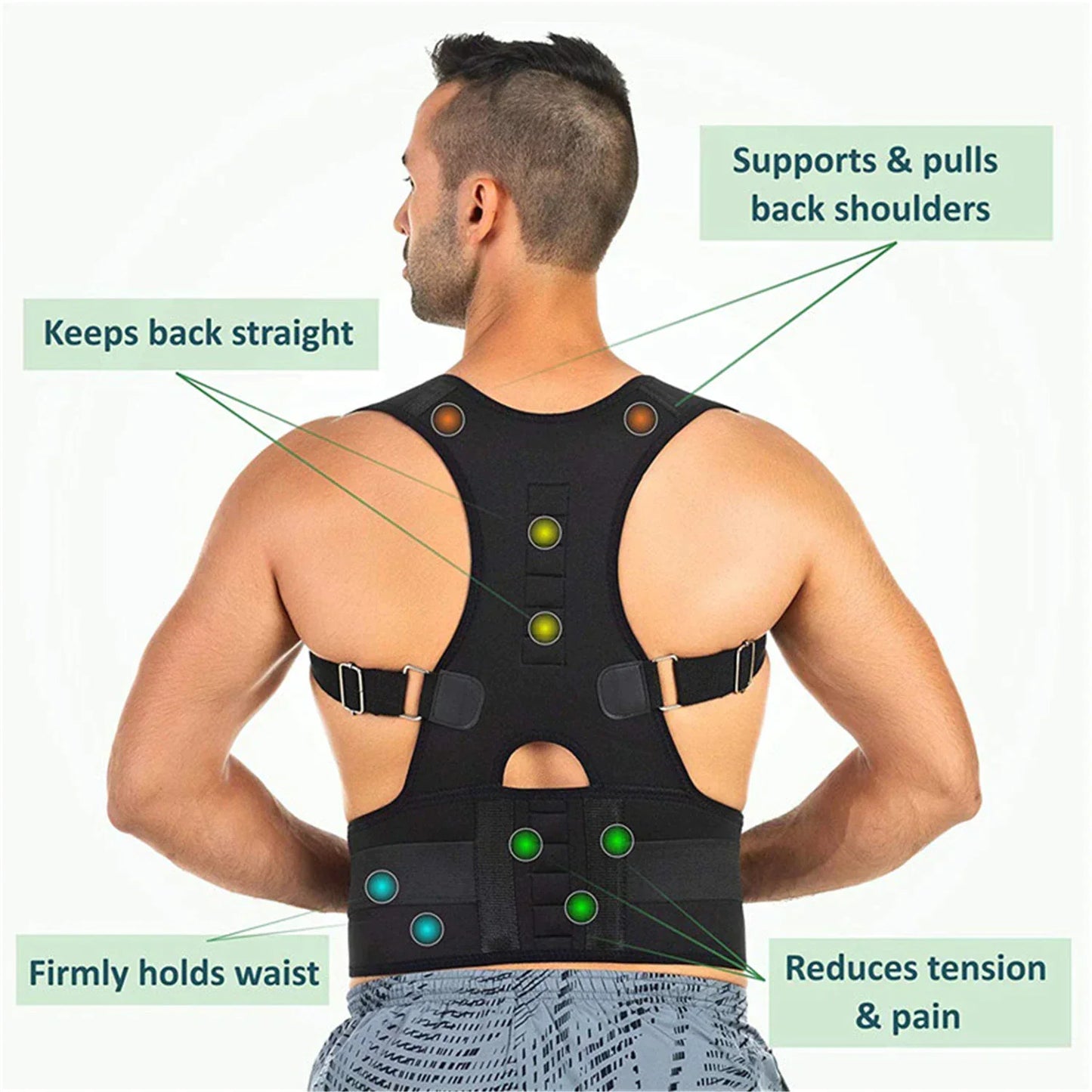 Posture Corrector Support Magnetic Back Shoulder Brace Belt Band For Men & Women