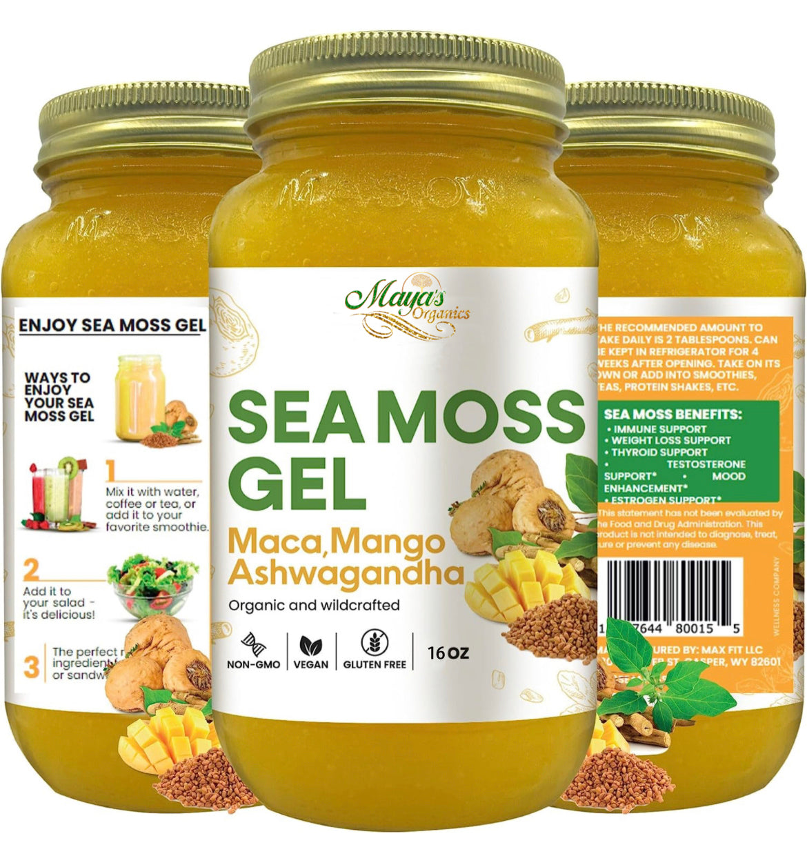 Maca, Mango & Ashwagandha Sea Moss Gel – 16oz