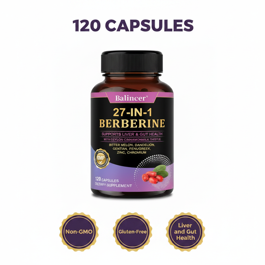 27-IN-1 Berberine Supplement | Liver and Gut Health | Blood Sugar Support | Ceylon Cinnamon Milk Thistle | 120 Capsules