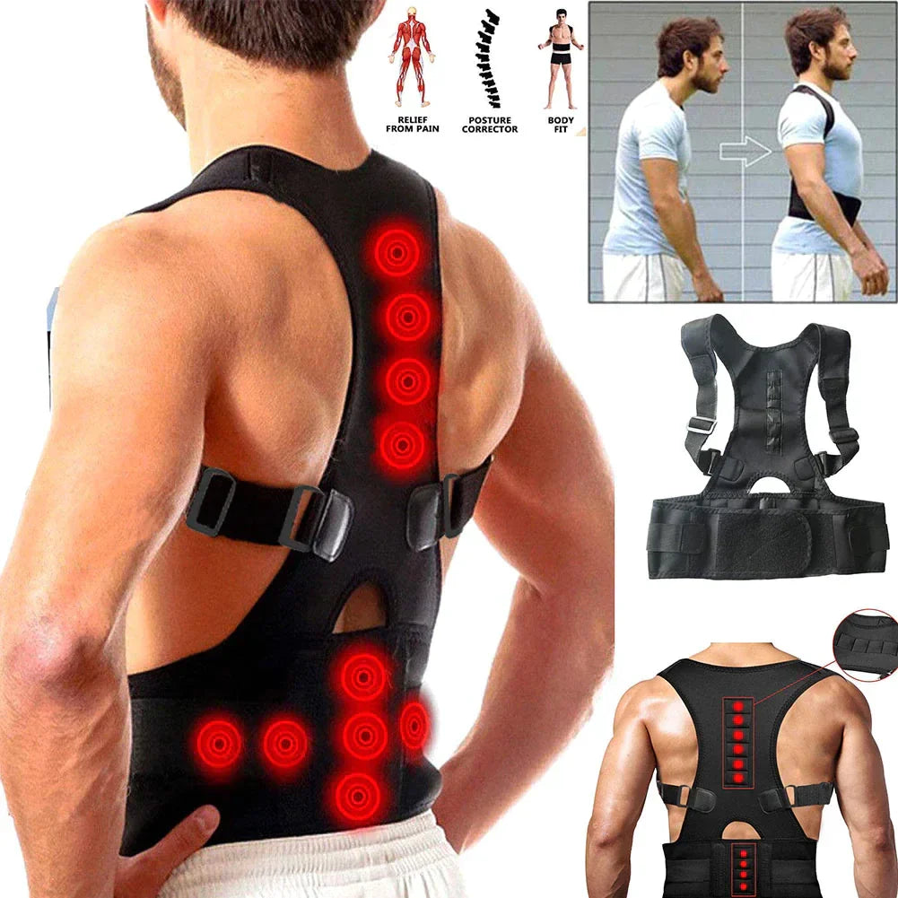 Posture Corrector Support Magnetic Back Shoulder Brace Belt Band For Men & Women