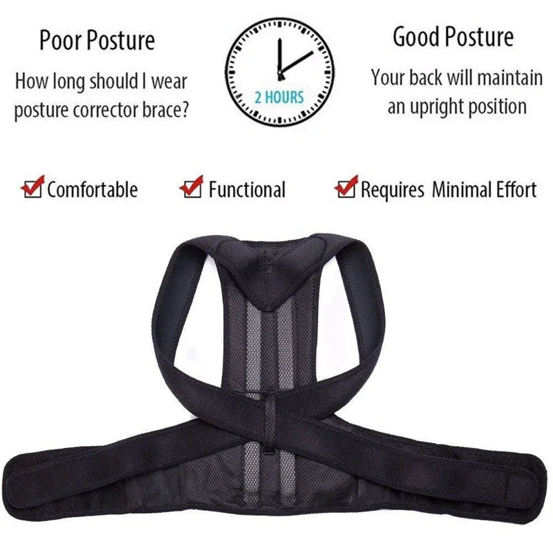 Adjustable Posture Corrector Low Back Support Shoulder Brace Belt For Men & Women