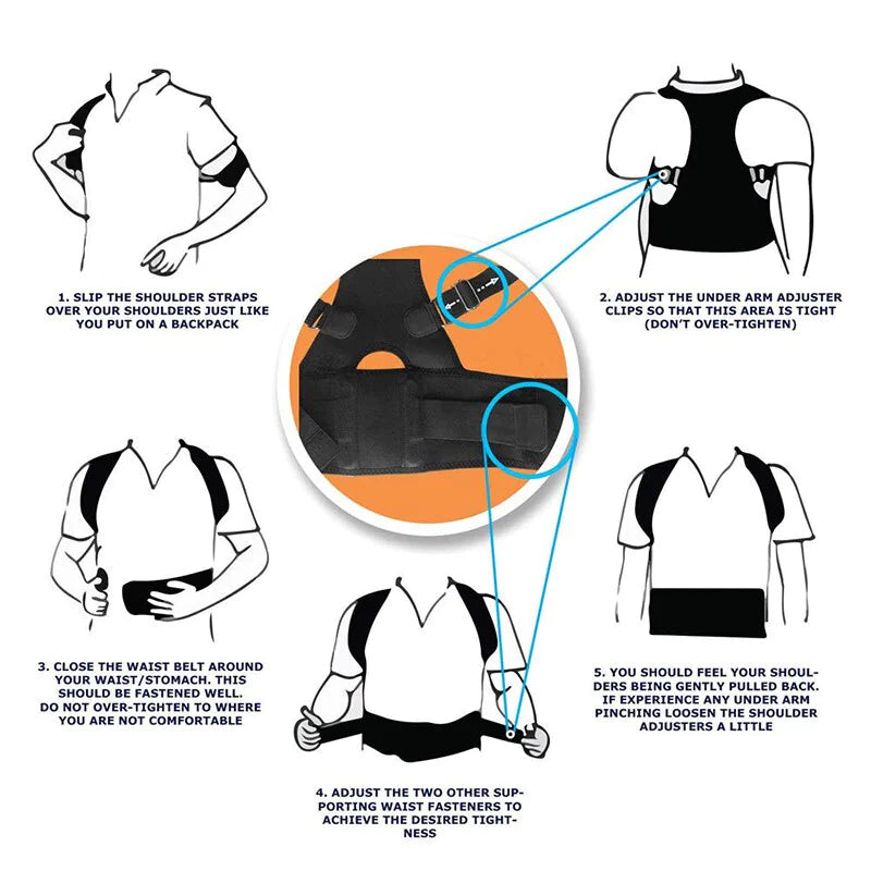 Posture Corrector Support Magnetic Back Shoulder Brace Belt Band For Men & Women
