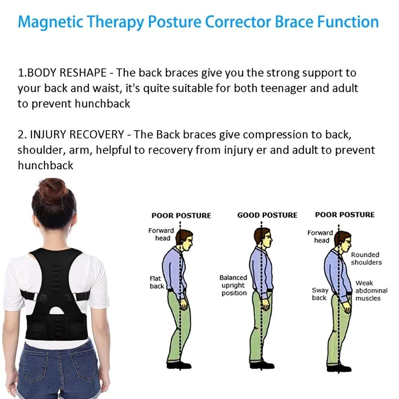 Posture Corrector Support Magnetic Back Shoulder Brace Belt Band For Men & Women