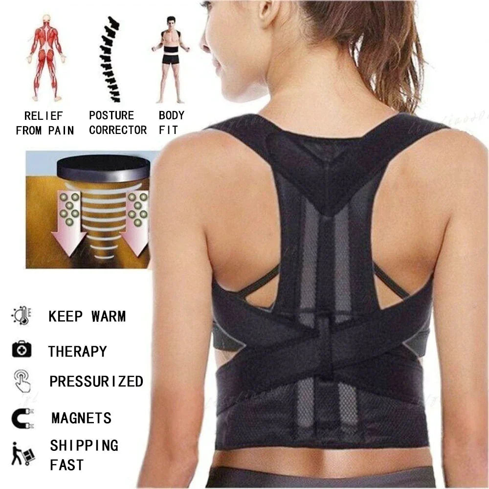 Adjustable Posture Corrector Low Back Support Shoulder Brace Belt For Men & Women